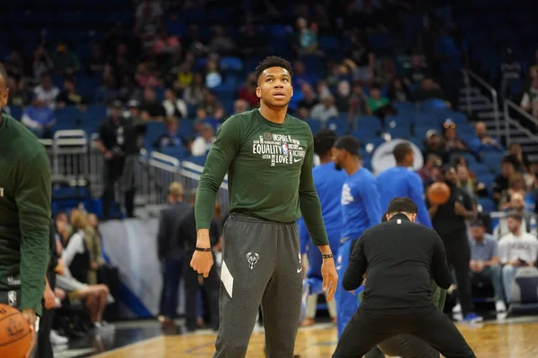 stock image Orlando Magic host the Milwaukee Bucks at the Amway in Orlando Florida on Saturday February 8, 2020. 