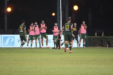 Los Angeles Galaksisi, 14 Temmuz 2020 'de Orlando Florida ABD' deki ESPN Vahşi Spor Dünyası 'nda düzenlenen MLS Sırt Turnuvası sırasında Portland Timbers ile karşı karşıya geldi.