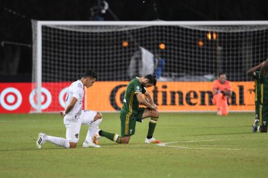 Los Angeles Galaksisi, 14 Temmuz 2020 'de Orlando Florida ABD' deki ESPN Vahşi Spor Dünyası 'nda düzenlenen MLS Sırt Turnuvası sırasında Portland Timbers ile karşı karşıya geldi. 