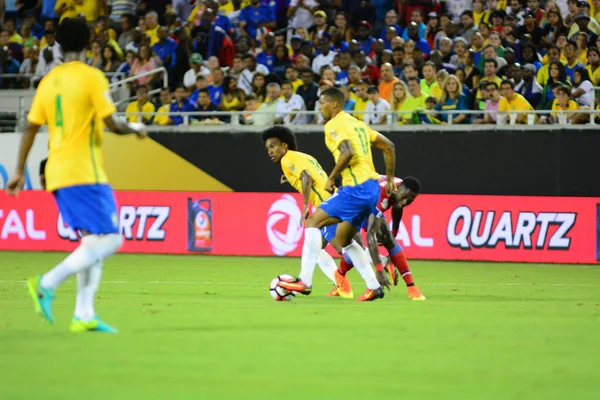 Brazylia Twarzą Haiti Podczas Copa America Centenario Orlando Florida Camping — Zdjęcie stockowe