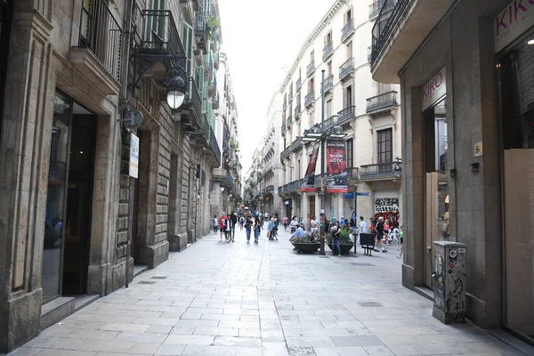 Blick Auf Die Straßen Der Stadt Barcelona Das Äußere Von — Stockfoto