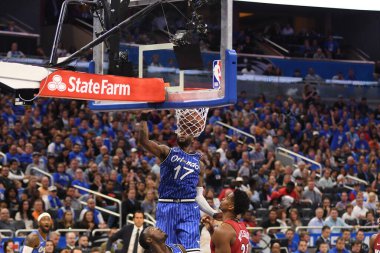 Orlando Magic 17 Ekim 2018 'de Orlando Florida' daki Amway Center 'da Miami Heat' i sunar..