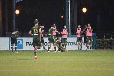 Los Angeles Galaksisi, 14 Temmuz 2020 'de Orlando Florida ABD' deki ESPN Vahşi Spor Dünyası 'nda düzenlenen MLS Sırt Turnuvası sırasında Portland Timbers ile karşı karşıya geldi.