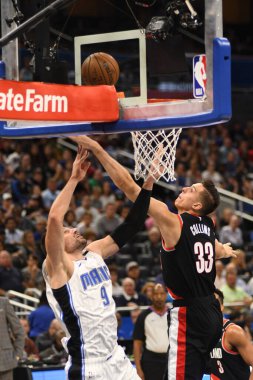 Orlando Magic 25 Ekim 2018 'de Orlando Florida' daki Amway Center 'da Portland Trail Blazers' ı sunar.. 