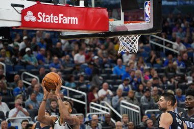 Orlando Magic, Orlando, Florida, ABD 'deki Amway Center' da Milwaukee Bucks 'a ev sahipliği yapıyor. 1 Kasım 2019.  