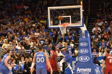 Orlando Magic 17 Ekim 2018 'de Orlando Florida' daki Amway Center 'da Miami Heat' i sunar..