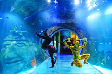 30 Ağustos 2016 'da Orlando Florida' daki güzel Orlando Eye 'daki Cirque du Soleil gösterisi..