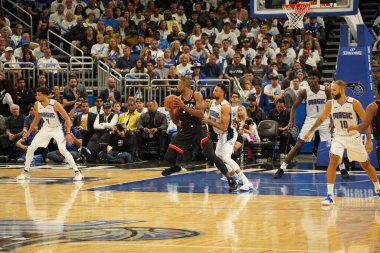 Orlando Magic 19 Nisan 2019 Cuma günü Orlando Florida 'daki Amway Arena' daki NBA Playoff 1 'de Toronto Rapçileri' ne ev sahipliği yapıyor.