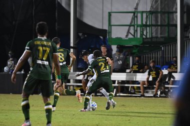 Los Angeles Galaksisi, 14 Temmuz 2020 'de Orlando Florida ABD' deki ESPN Vahşi Spor Dünyası 'nda düzenlenen MLS Sırt Turnuvası sırasında Portland Timbers ile karşı karşıya geldi..