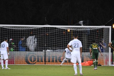 Los Angeles Galaksisi, 14 Temmuz 2020 'de Orlando Florida ABD' deki ESPN Vahşi Spor Dünyası 'nda düzenlenen MLS Sırt Turnuvası sırasında Portland Timbers ile karşı karşıya geldi.