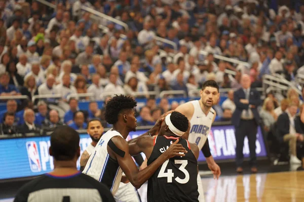 Orlando Magic Hospeda Toronto Rapters Durante Playoff Nba Amway Arena — Fotografia de Stock