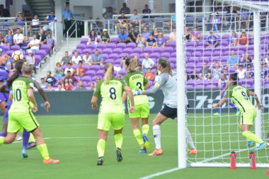 Orlando Pride 21 Temmuz 2018 'de Orlando Florida' daki Exploria Stadyumu 'nda Seattle Reign FC' ye ev sahipliği yapmaktadır. Fotoğraf: Marty Jean-Louis