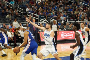 Orlando Magic, Philadelphia 76ers 'ı 13 Kasım 2019 Çarşamba günü Amway Center' da ağırlamaktadır. Fotoğraf: Marty Jean-Louis