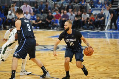 Orlando Magic, Orlando, Florida, ABD 'deki Amway Center' da Milwaukee Bucks 'a ev sahipliği yapıyor. 1 Kasım 2019.  