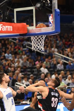 Orlando Magic 25 Ekim 2018 'de Orlando Florida' daki Amway Center 'da Portland Trail Blazers' ı sunar.. 