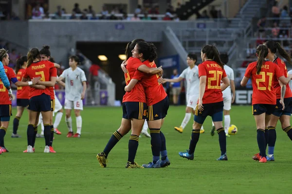 Spanje Japan Match Tijdens 2020 Shebelieves Cup Het Exploria Stadium — Stockfoto