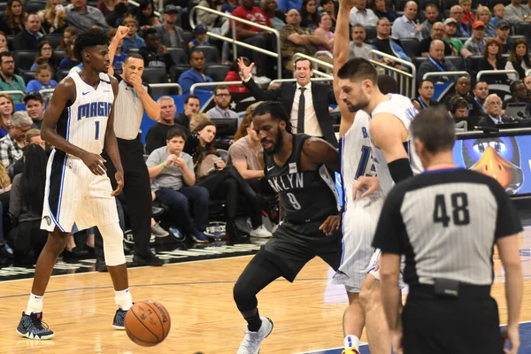 Die Orlando Magic Empfangen Februar 2019 Die Brooklyn Nets Amway — Stockfoto