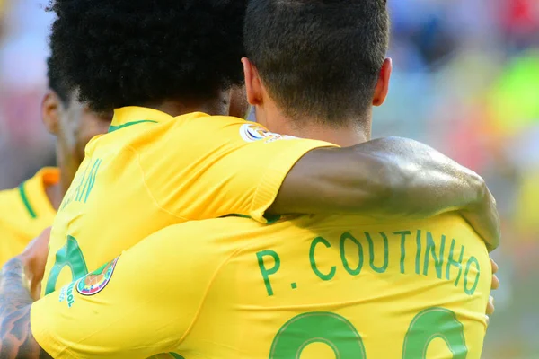 Brazylia Twarzą Haiti Podczas Copa America Centenario Orlando Florida Camping — Zdjęcie stockowe