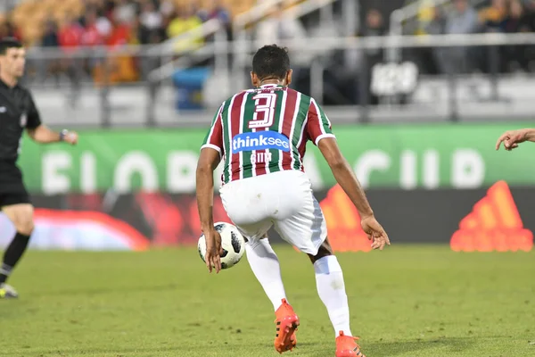 Fluminense Barcelona Podczas Pucharu Florydy Stadionie Spectrum Stycznia 2018 Orlando — Zdjęcie stockowe
