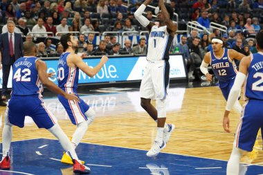 Orlando Magic, Philadelphia 76ers 'ı 13 Kasım 2019 Çarşamba günü Amway Center' da ağırlamaktadır. Fotoğraf: Marty Jean-Louis