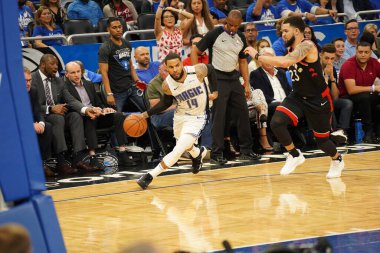 Orlando Magic 19 Nisan 2019 Cuma günü Orlando Florida 'daki Amway Arena' daki NBA Playoff 1 'de Toronto Rapçileri' ne ev sahipliği yapıyor.