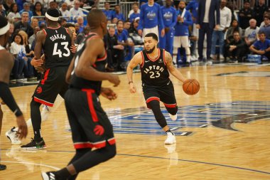 Orlando Magic 19 Nisan 2019 Cuma günü Orlando Florida 'daki Amway Arena' daki NBA Playoff 1 'de Toronto Rapçileri' ne ev sahipliği yapıyor.