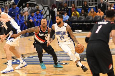 Orlando Magic 25 Ekim 2018 'de Orlando Florida' daki Amway Center 'da Portland Trail Blazers' ı sunar.. 