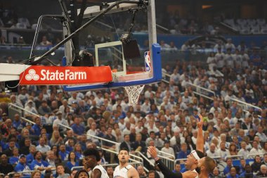 Orlando Magic 19 Nisan 2019 Cuma günü Orlando Florida 'daki Amway Arena' daki NBA Playoff 1 'de Toronto Rapçileri' ne ev sahipliği yapıyor.