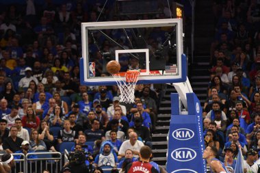 Orlando Magic 17 Ekim 2018 'de Orlando Florida' daki Amway Center 'da Miami Heat' i sunar..