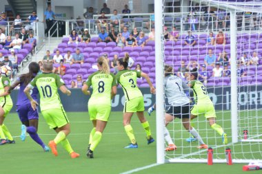 Orlando Pride 21 Temmuz 2018 'de Orlando Florida' daki Exploria Stadyumu 'nda Seattle Reign FC' ye ev sahipliği yapmaktadır. Fotoğraf: Marty Jean-Louis
