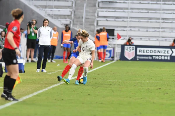 Frankrike Tävlar Mot Tyskland Shebelives Cup Orlando City Stadium Orlando — Stockfoto