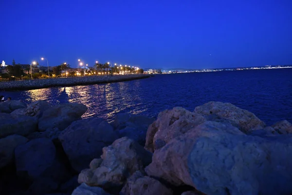 Vista Nocturna Del Muelle Las Luces Ciudad —  Fotos de Stock