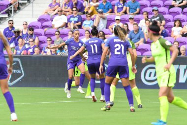 Orlando Pride 21 Temmuz 2018 'de Orlando Florida' daki Exploria Stadyumu 'nda Seattle Reign FC' ye ev sahipliği yapmaktadır. Fotoğraf: Marty Jean-Louis