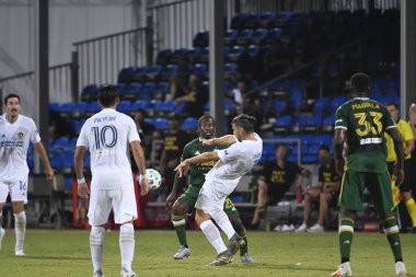 Los Angeles Galaksisi, 14 Temmuz 2020 'de Orlando Florida ABD' deki ESPN Vahşi Spor Dünyası 'nda düzenlenen MLS Sırt Turnuvası sırasında Portland Timbers ile karşı karşıya geldi.
