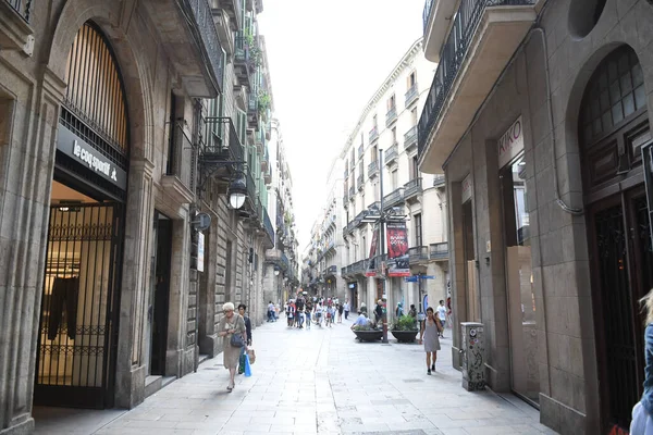 Blick Auf Die Straßen Der Stadt Barcelona Das Äußere Von — Stockfoto