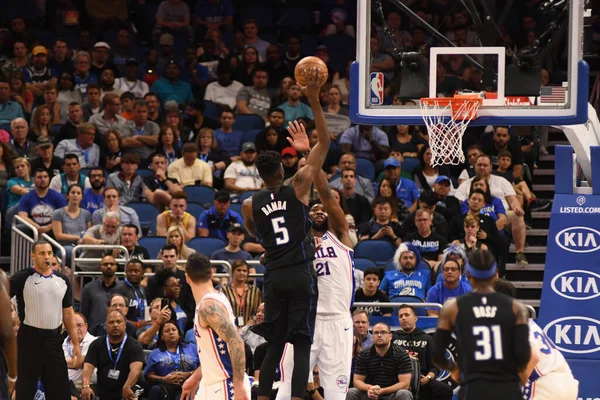 Orlando Magic Acogió Los Philadelphia 76Ers Amway Center Orlando Florida —  Fotos de Stock