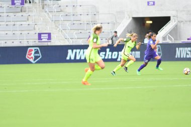 Orlando Pride 21 Temmuz 2018 'de Orlando Florida' daki Exploria Stadyumu 'nda Seattle Reign FC' ye ev sahipliği yapmaktadır. Fotoğraf: Marty Jean-Louis