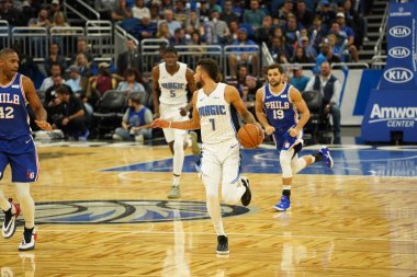 Orlando Magic, Philadelphia 76ers 'ı 13 Kasım 2019 Çarşamba günü Amway Center' da ağırlamaktadır. Fotoğraf: Marty Jean-Louis