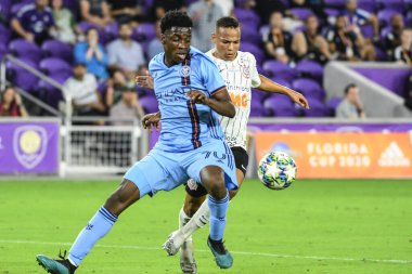 NYCFC oyuncusu Amdonsam Prince topu 15 Ocak 2020 Çarşamba günü Orlando Florida 'daki Exploria Stadyumu' nda karşılıyor.. 