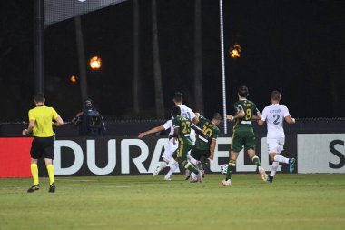 Los Angeles Galaksisi, 14 Temmuz 2020 'de Orlando Florida ABD' deki ESPN Vahşi Spor Dünyası 'nda düzenlenen MLS Sırt Turnuvası sırasında Portland Timbers ile karşı karşıya geldi.
