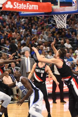 Orlando Magic 25 Ekim 2018 'de Orlando Florida' daki Amway Center 'da Portland Trail Blazers' ı sunar.. 