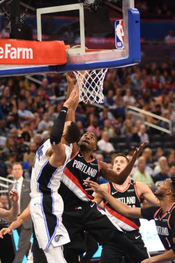 Orlando Magic 25 Ekim 2018 'de Orlando Florida' daki Amway Center 'da Portland Trail Blazers' ı sunar.. 