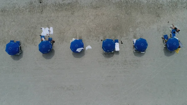 Vue Dessus Des Personnes Sur Plage Sable — Photo