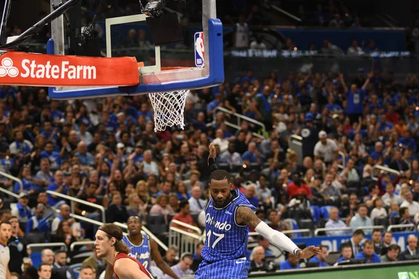 Orlando Magic 17 Ekim 2018 'de Orlando Florida' daki Amway Center 'da Miami Heat' i sunar..