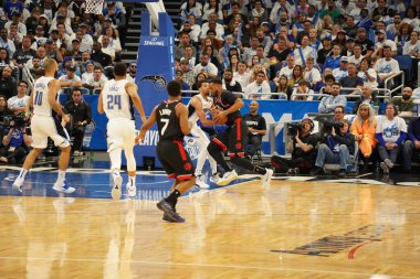 Orlando Magic 19 Nisan 2019 Cuma günü Orlando Florida 'daki Amway Arena' daki NBA Playoff 1 'de Toronto Rapçileri' ne ev sahipliği yapıyor.