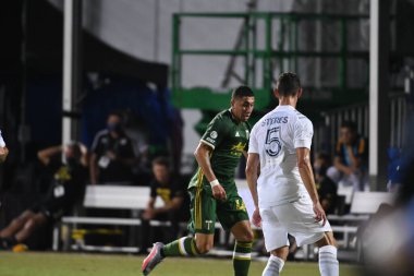 Los Angeles Galaksisi, 14 Temmuz 2020 'de Orlando Florida ABD' deki ESPN Vahşi Spor Dünyası 'nda düzenlenen MLS Sırt Turnuvası sırasında Portland Timbers ile karşı karşıya geldi.