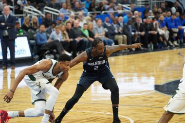 Orlando Magic, Orlando, Florida, ABD 'deki Amway Center' da Milwaukee Bucks 'a ev sahipliği yapıyor. 1 Kasım 2019.  