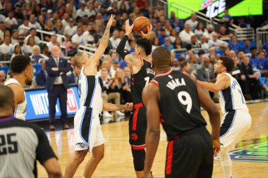 Orlando Magic 19 Nisan 2019 Cuma günü Orlando Florida 'daki Amway Arena' daki NBA Playoff 1 'de Toronto Rapçileri' ne ev sahipliği yapıyor.