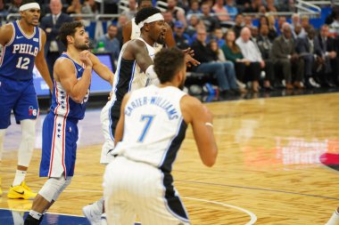 Orlando Magic, Philadelphia 76ers 'ı 13 Kasım 2019 Çarşamba günü Amway Center' da ağırlamaktadır. Fotoğraf: Marty Jean-Louis