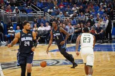 Orlando Magic, Orlando, Florida, ABD 'deki Amway Center' da Milwaukee Bucks 'a ev sahipliği yapıyor. 1 Kasım 2019.  